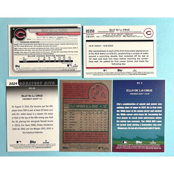 Elly De La Cruz Cincinnati Reds 2024/25 ( 5)Topps/Bowman Cards uncludes 3 RC - Picture 2 of 2